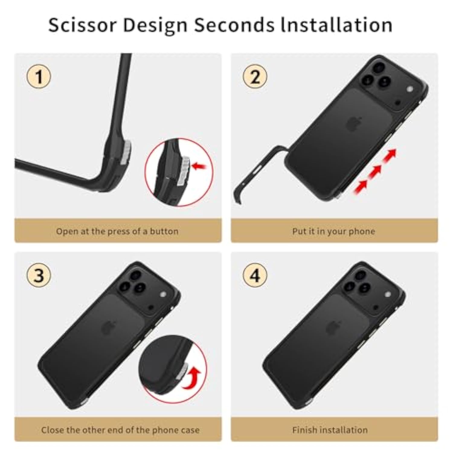 For Iphone 17 Pro Max Metal Case Bumper, Compatible With Magsafe, Slim Metal Frame Backless Fast Heat Dissipation, 4 Corner Shockproof Protection Phone Cover Case For Iphone 17 Pro Max (Black)