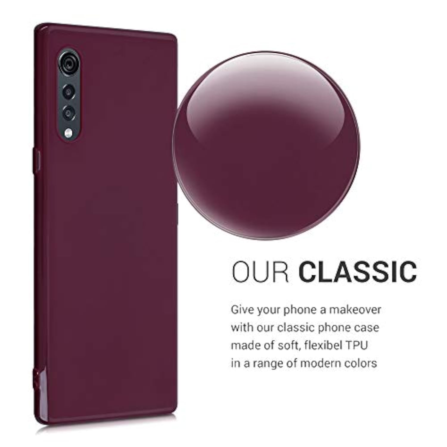 LG Velvet Case Compatible with kwmobile Bordeaux Violet Soft Slim Protective TPU Silicone Cover