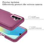 Phone Case For Samsung Galaxy A16 5G Case With Hd Screen Protector, Heavy Duty Shockproof & Dropproof 3-Layer Cover Phone Case For Galaxy A16,Wineredpink