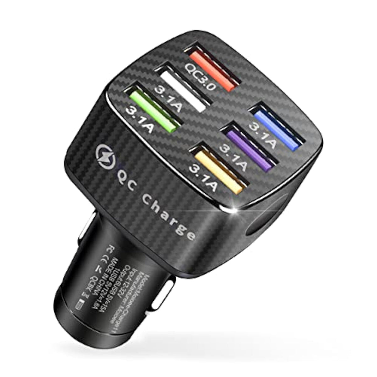 Car Charger Adapter, 6 Ports Usb Qc3.0 Fast Phone Charger, 32V Upgraded Quick Charging Adapter Compatible With Iphone 13/13 Pro Max/12/Xs/Xr, Samsung Galaxy (Black/1Pcs)