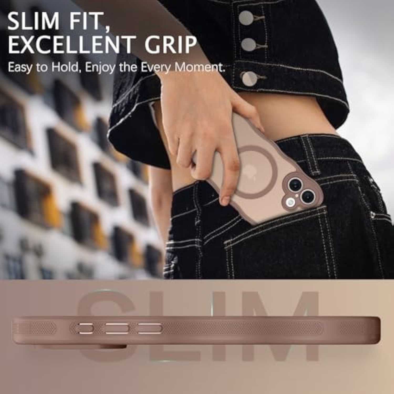 For Iphone 16 Plus Case, Compatible With Magsafe Wave Frame Design Translucent Matte Back Silicone Bumper Protective Magnetic Phone Case Iphone 16 Plus For Women Girls, Brown