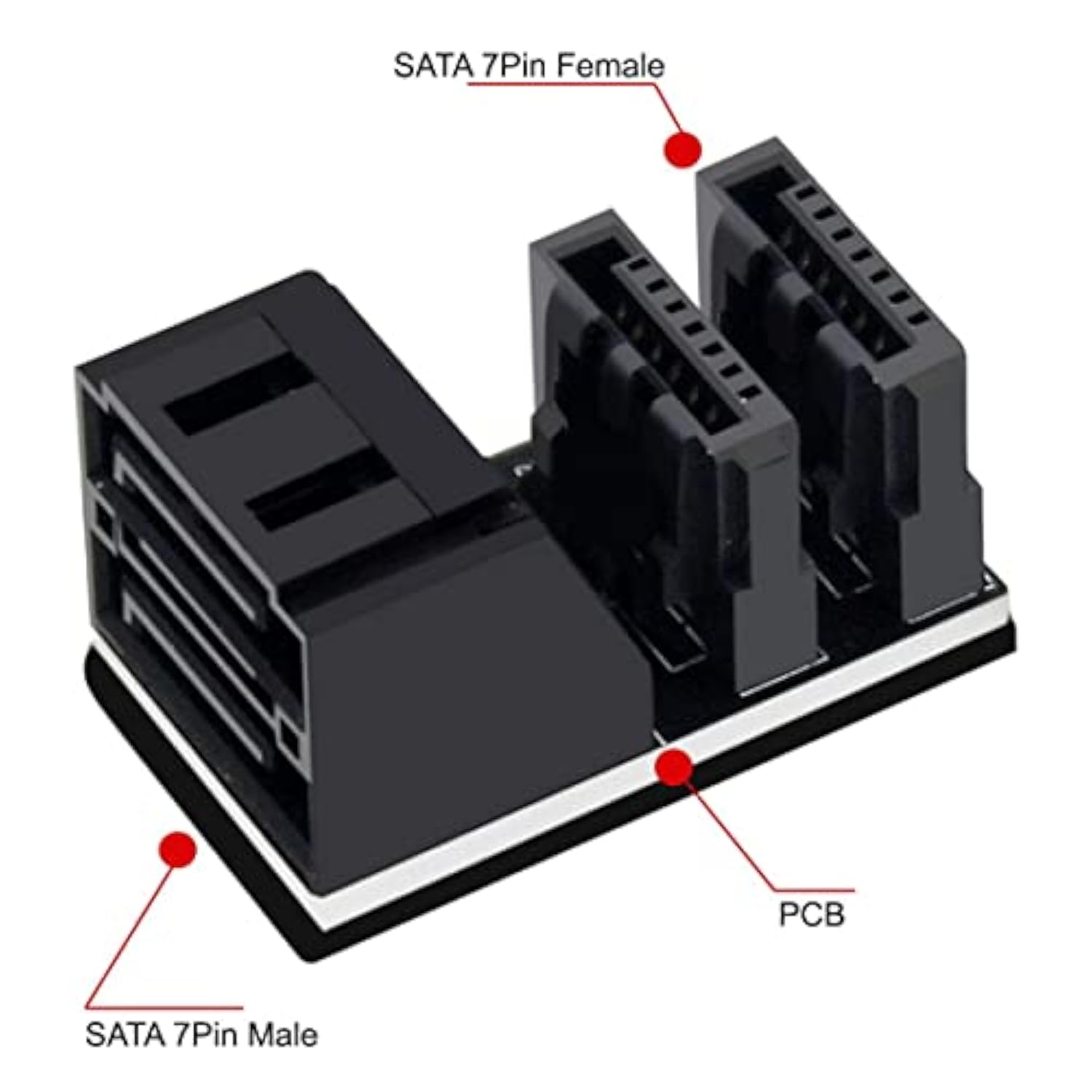 Cy Dual Sata 7Pin Male To 7Pin Female Vertical 90 Degree Angled Expansion Adap