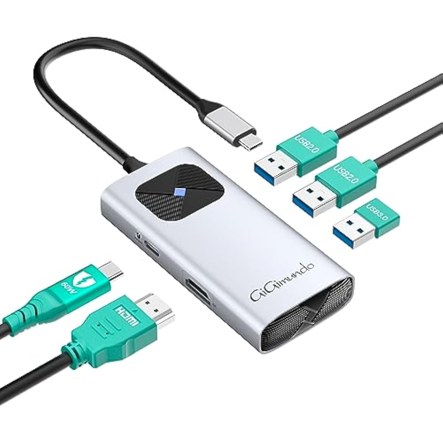 Usb C Hub With Hdmi, Pd60W Charging, 3Xusb-A Ipad Pro/Air Docking Station, Alu