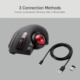 ELECOM Trackball Mouse Wireless, Ergonomic Mouse, 3 Device Connection, Wired (USB), Bluetooth, Track Ball Mouse, Thumb Control, Compatible for PC, Laptop, Mac, Windows, macOS, EX-G Pro (M-XPT1MRXBK)