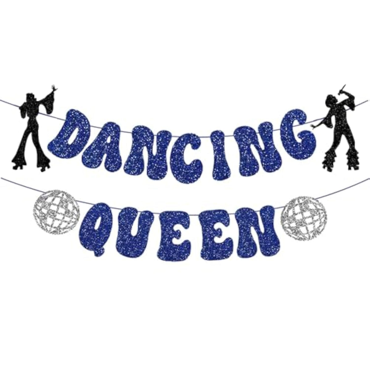 Glitter Dancing Queen Party Decor Disco Ball Banner for Mamma Mia/Bachelorette