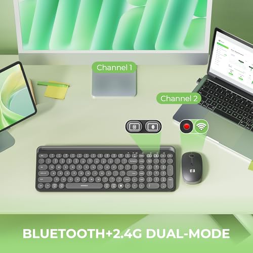 Bluetooth Keyboard And Mouse For Ipad, Ctu-301 Wireless Multi-Device Connection Bluetooth+2.4G Keyboard Mouse Combo With Tablet Holder For Ipad/Macbook/Windows, Ios/Andriod/Phone, Black