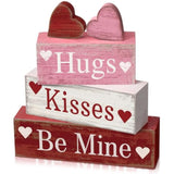 4 Pcs Valentine'S Day Table Decorations Wooden Heart Valentine Tiered Tray Decor Valentine Day Centerpiece Rustic Decorative Heart Block Signs Gift Farmhouse Valentines Decor For Home Kitchen