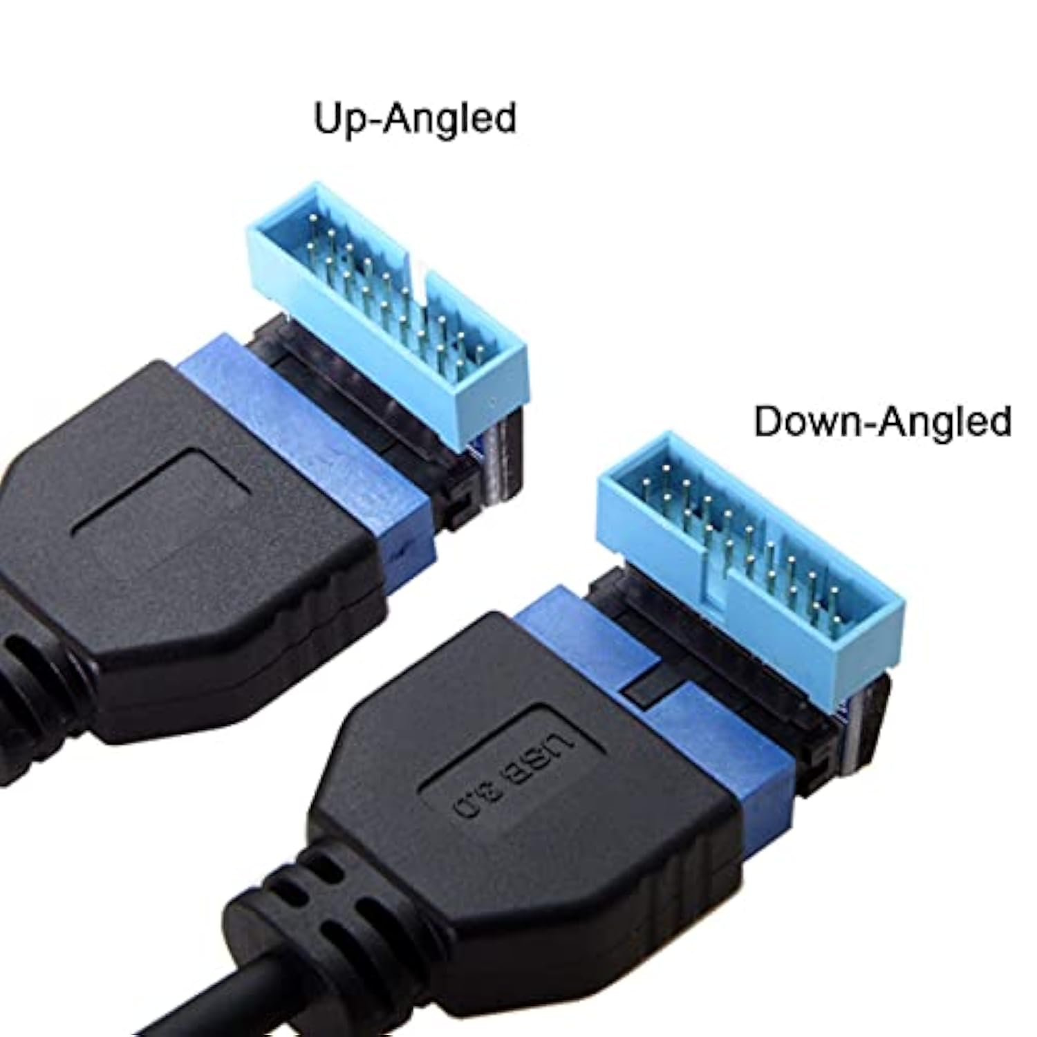 cablecc USB 3.0 20pin Male to Female Extension Adapter Down Angled 90 Degree f