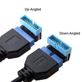 cablecc USB 3.0 20pin Male to Female Extension Adapter Down Angled 90 Degree f