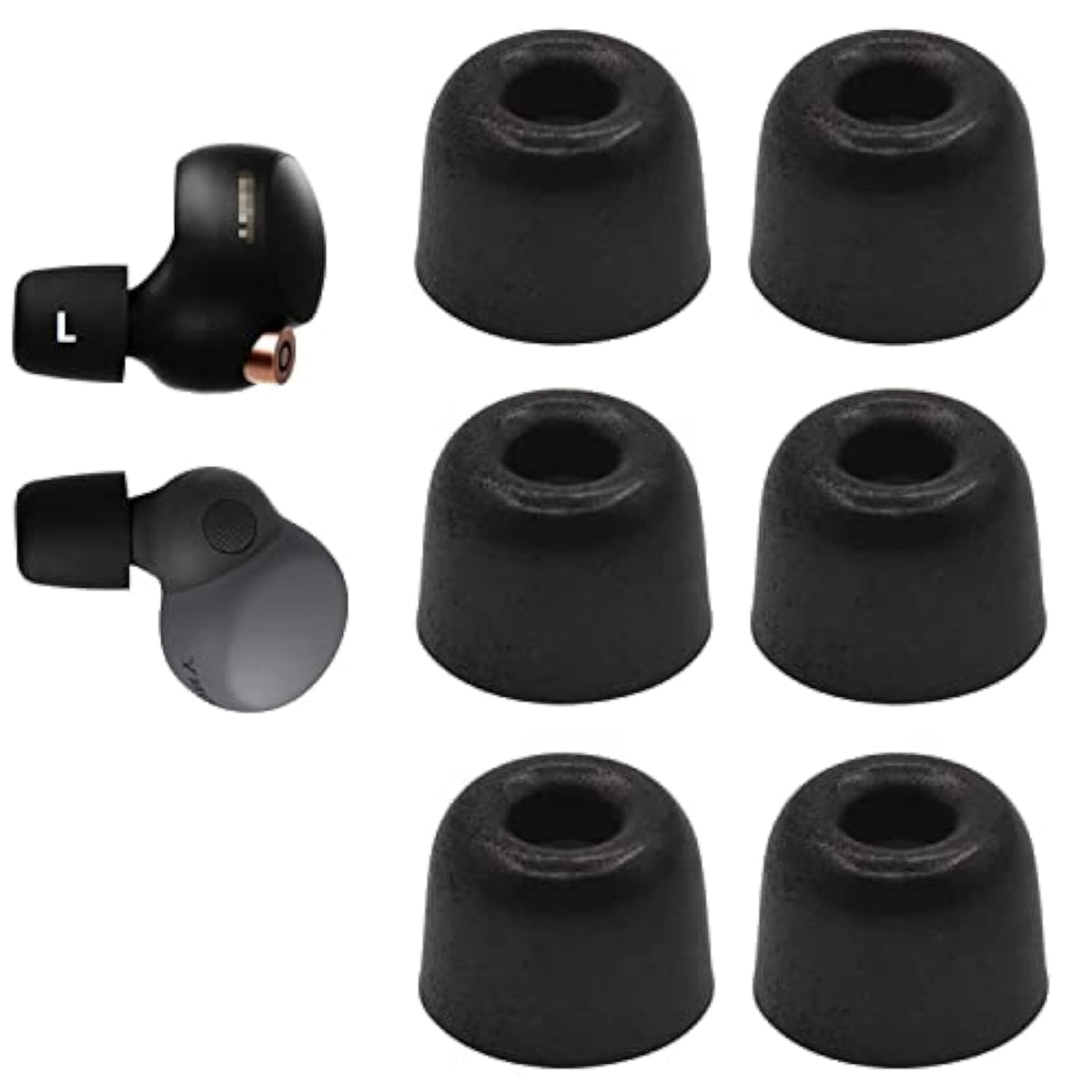 Replacement For Sony Wf-1000Xm4 1000Xm5 C700N Linkbuds S Memory Foam Ear Tips Noise Canceling Foam Eartips Ear Plug Ear Tip L Size 3 Pairs, [Fit In Case], Black,Large Size (Foam4Xm4B3Pl)