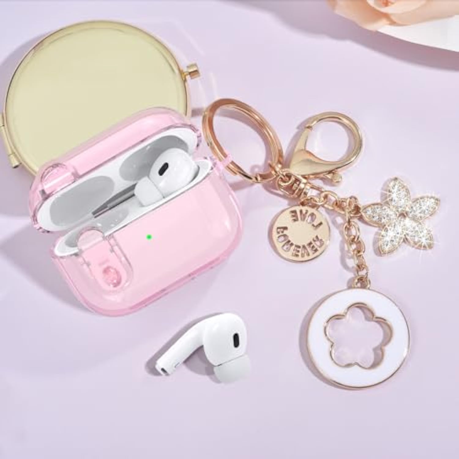 (With Lock) Clear Case Compatible For Cute Apple Airpods Pro 1/2 Cases Women, Tpu Transparency Air Pods Pro 1St 2Nd Generation Earbuds Case Bling Keychain For Airpod Ipod Pro2/1