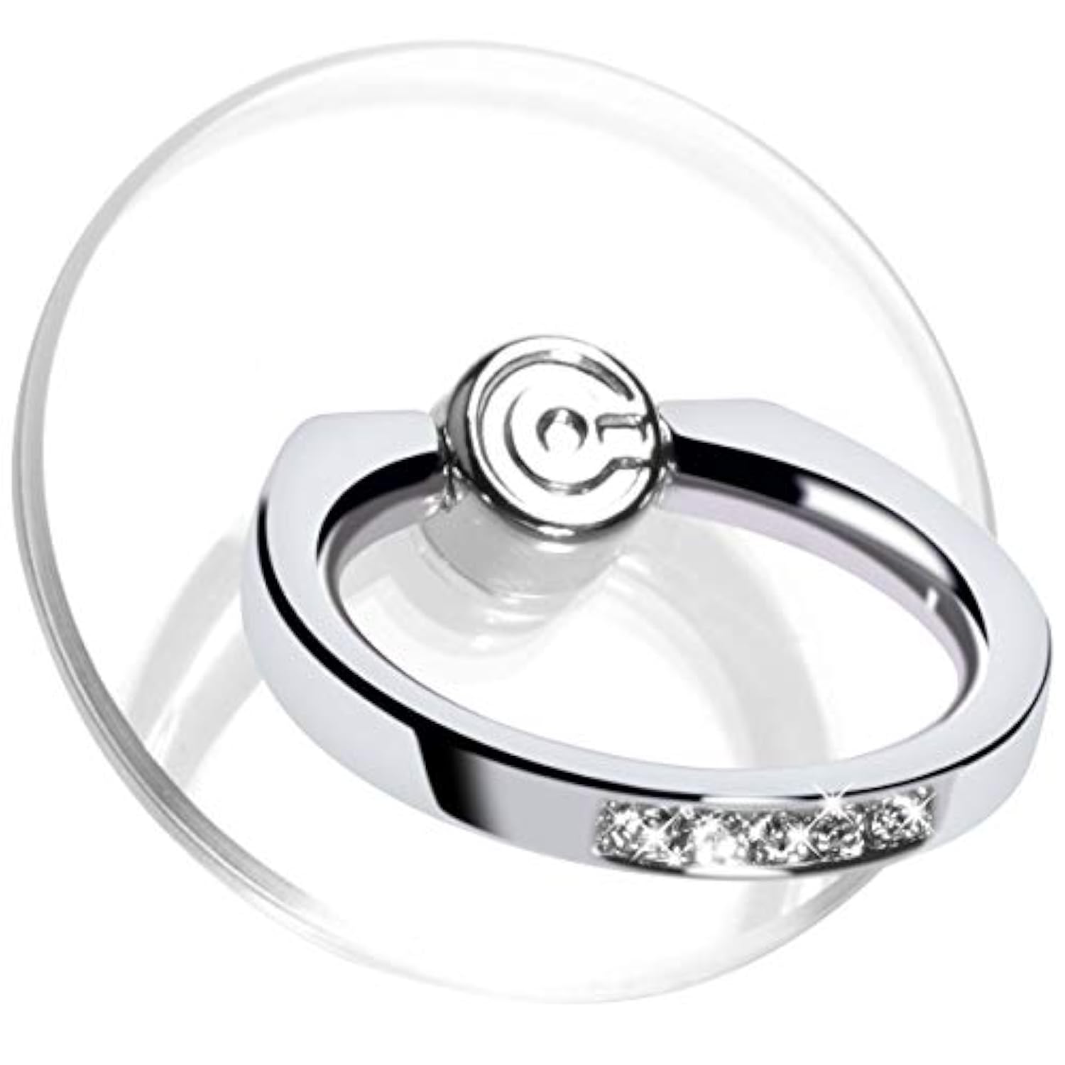 Transparent Phone Ring Holder Grip Clear Cell Phone Ring Stand Holder Finger Grip Kickstand 360° Rotation, Compatible With Most Of Phones, Tablets And Case (2 Silver Diamond)