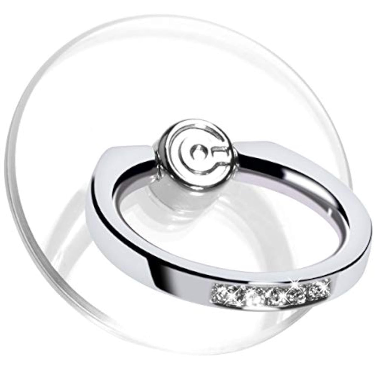 Transparent Phone Ring Holder Grip Clear Cell Phone Ring Stand Holder Finger Grip Kickstand 360° Rotation, Compatible With Most Of Phones, Tablets And Case (2 Silver Diamond)