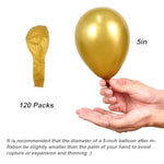 Gold Balloons, 120Pcs 5 Inch Chrome Metallic Latex Gold Balloon For Party Supplies Birthday Anniversary Festival Baby Shower Wedding Engagement Decoration