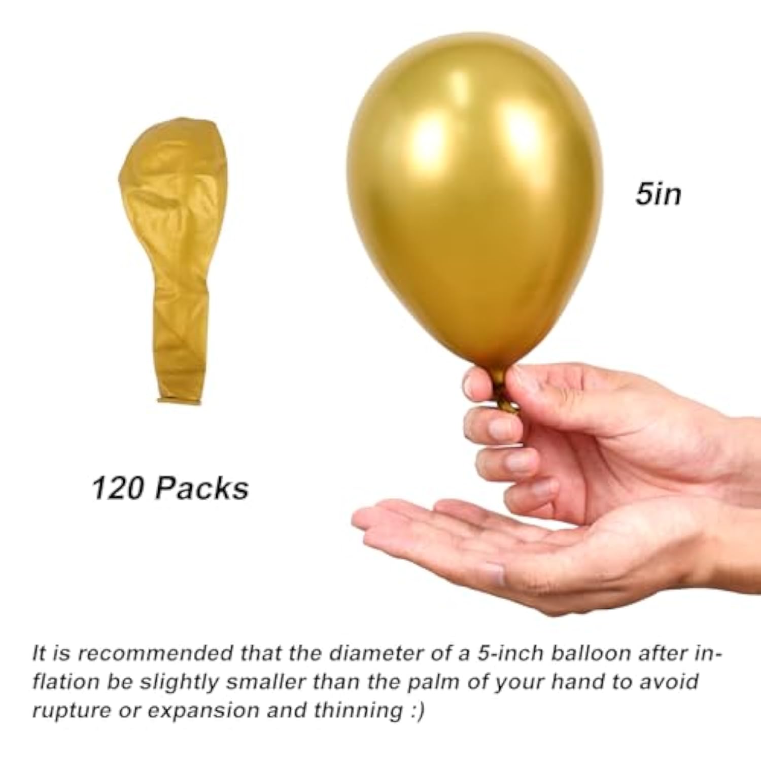 120 Gold Chrome Balloons – 5" Metallic Latex for Parties, Weddings, Showers & Events