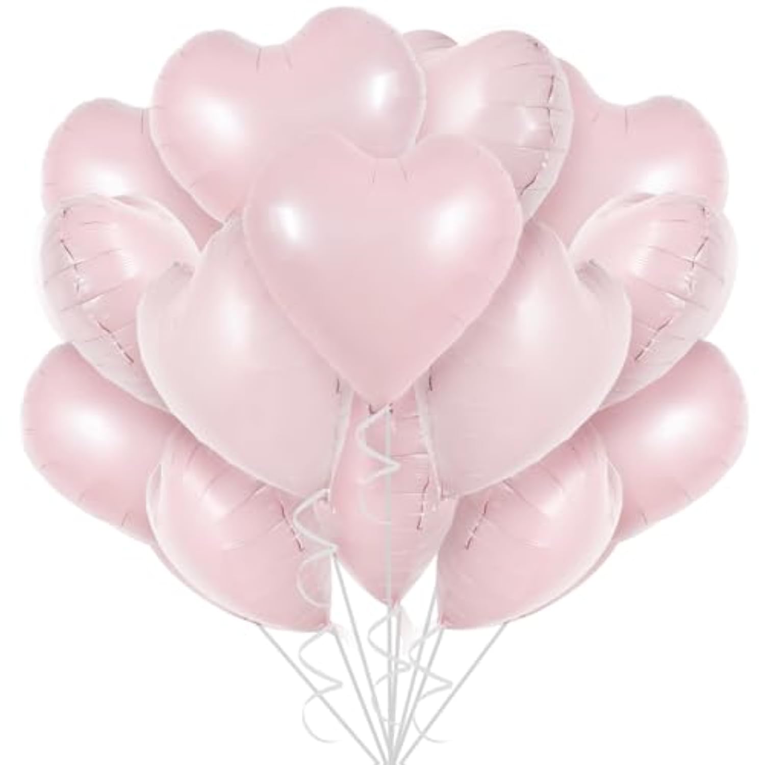 30Pcs 18 Inch Baby Pink Heart Balloons Pastel Pink Heart Shape Foil Mylar Balloons Decoration For Birthday Valentine'S Day Wedding Bridal Shower Anniversary Engagement Party Supplies