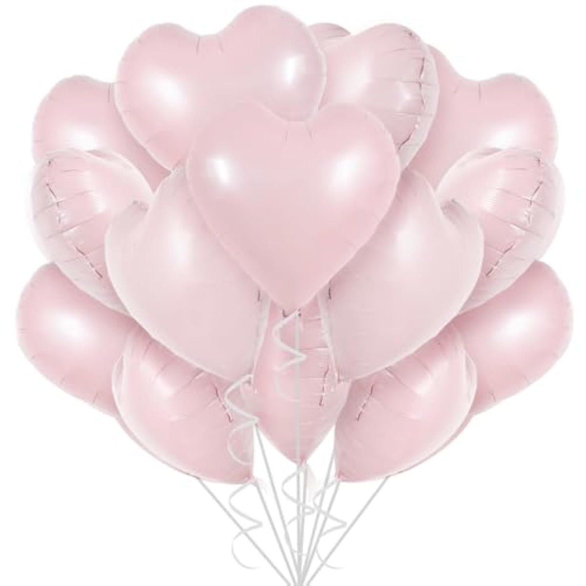 30Pcs 18 Inch Baby Pink Heart Balloons Pastel Pink Heart Shape Foil Mylar Balloons Decoration For Birthday Valentine'S Day Wedding Bridal Shower Anniversary Engagement Party Supplies