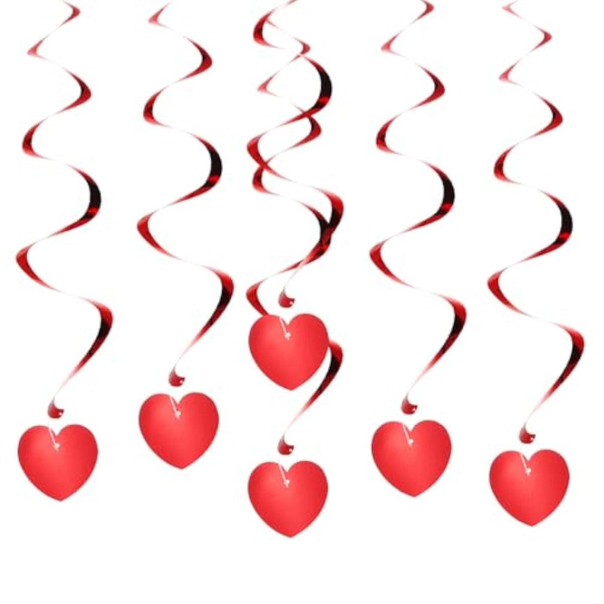 6Pcs Hanging Hearts Decorations, 27Inch Valentines Day Hanging Decorations Party Supplies Shiny Twinkle Streamers For Wedding Birthday Party Graduation Ceiling, Red