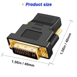 Gold-Plated Hdmi To Dvi Adapter, Bi-Directional Dvi Male (24 + 1) To Hdmi Fema