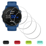 [4 Pack] Screen Protector For Garmin Forerunner 255/255 Music 46Mm Smartwatch + Silicone Antidust Plugs Tempered Glass Antiscratch Bubblefree