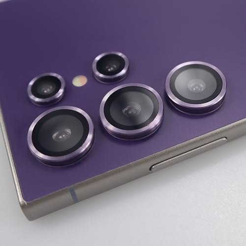 for  Galaxy S24 Ultra Camera Lens Protector Metal Crystal Tempered Glass Screen Accessories Cover for S24 (Purple, S24 Ultra)