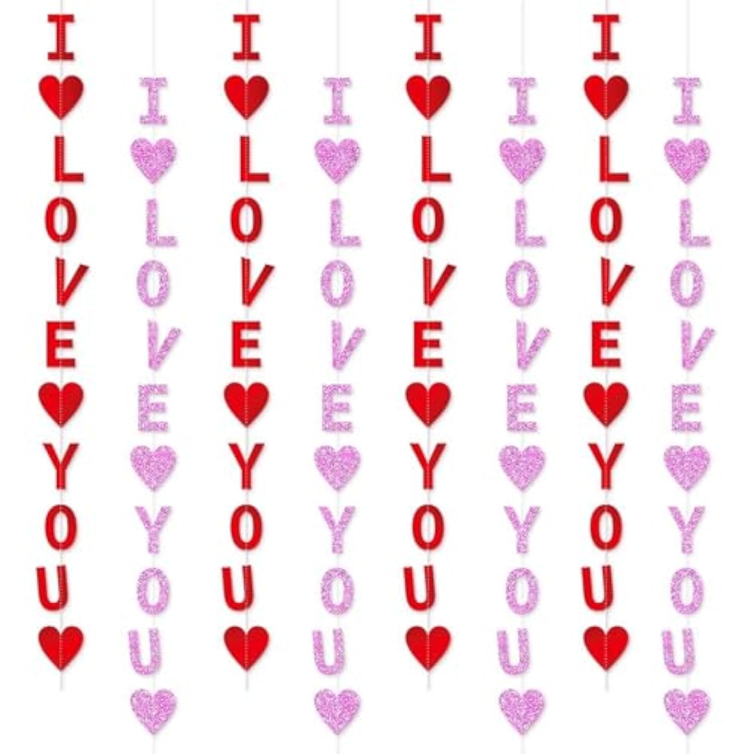 8 Pack I Love You Heart Garland Banner