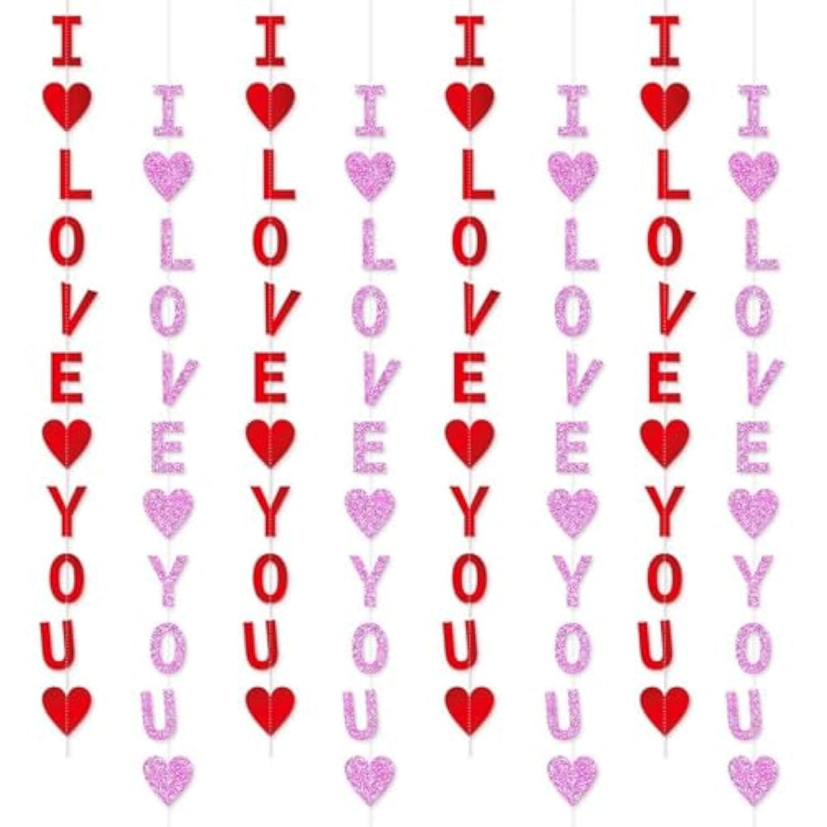 8 Pack I Love You Heart Garland Banner
