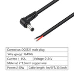 2 Pack 90 Degree Dc Power Pigtails Cable, Right Angle Dc 5.5Mm X 2.1Mm Male Plug To Bare Wire Open End Power Supply Replacement Repair Cord, For Monitors, Led Strip Light, Camera,3Ft 1M