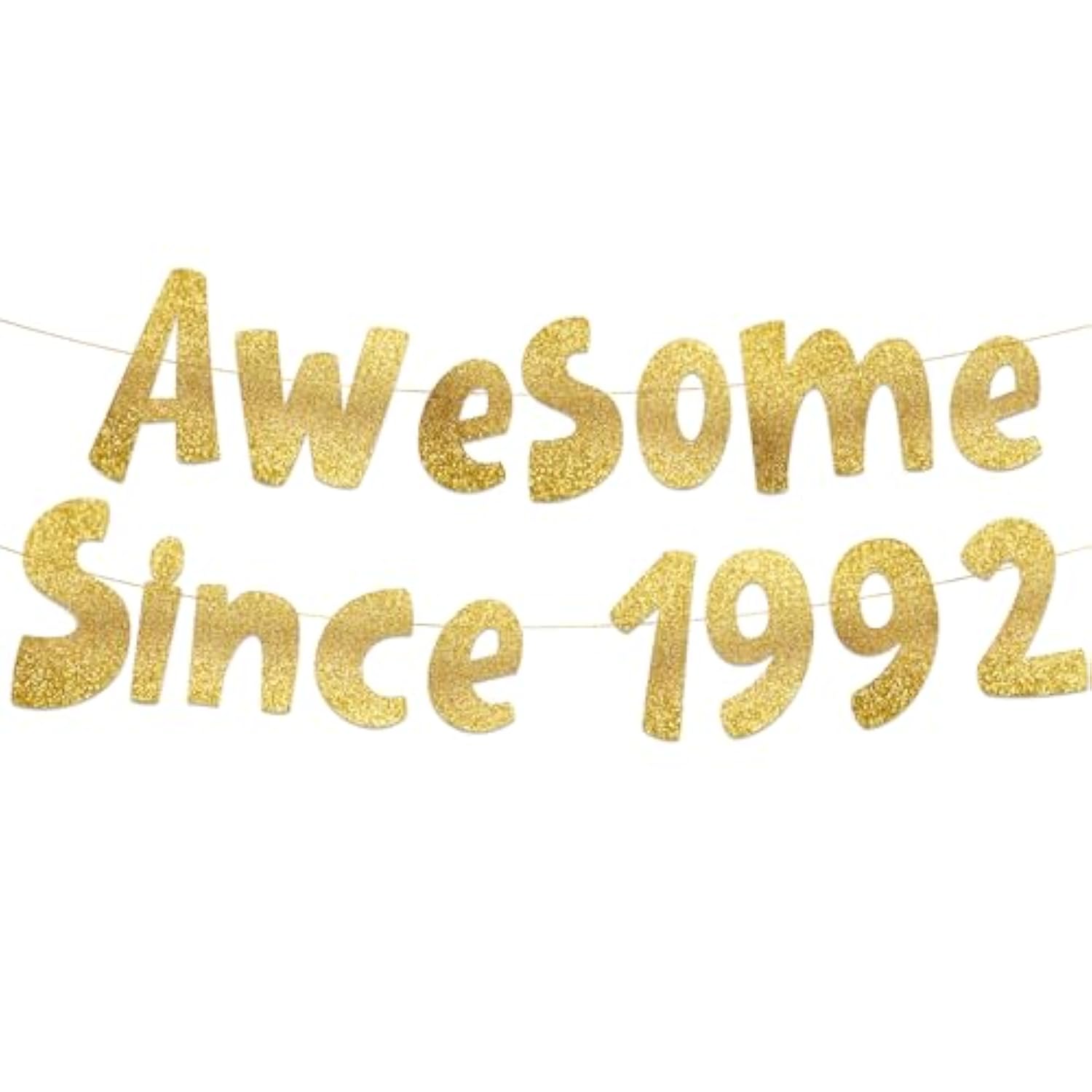 Awesome Since 1992 Gold Glitter Banner - 33Rd Birthday And Anniversary Party Decorations