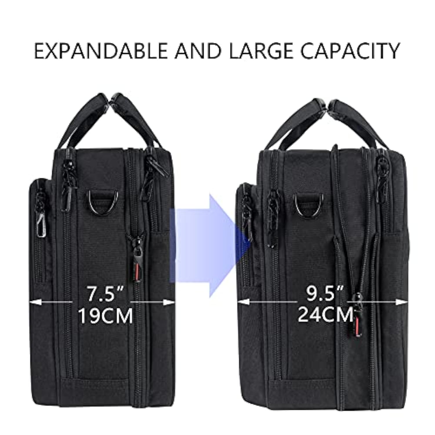 Laptop Briefcase Premium Laptop Case Fits Up To 17.3 Inch Business Shoulder Bag Laptop Expandable Waterrepellent Messenger Bag For Men/ Women Computer Bag For Travel/ Business/ Black