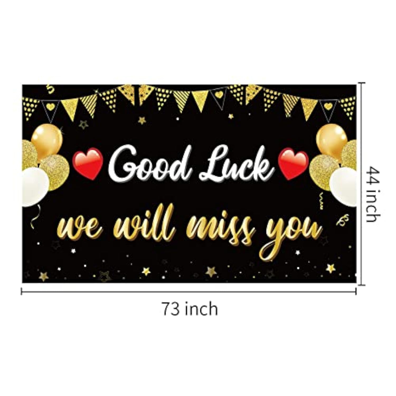 We Will Miss You Good Luck Banner – Black & Gold Farewell Party Decorations