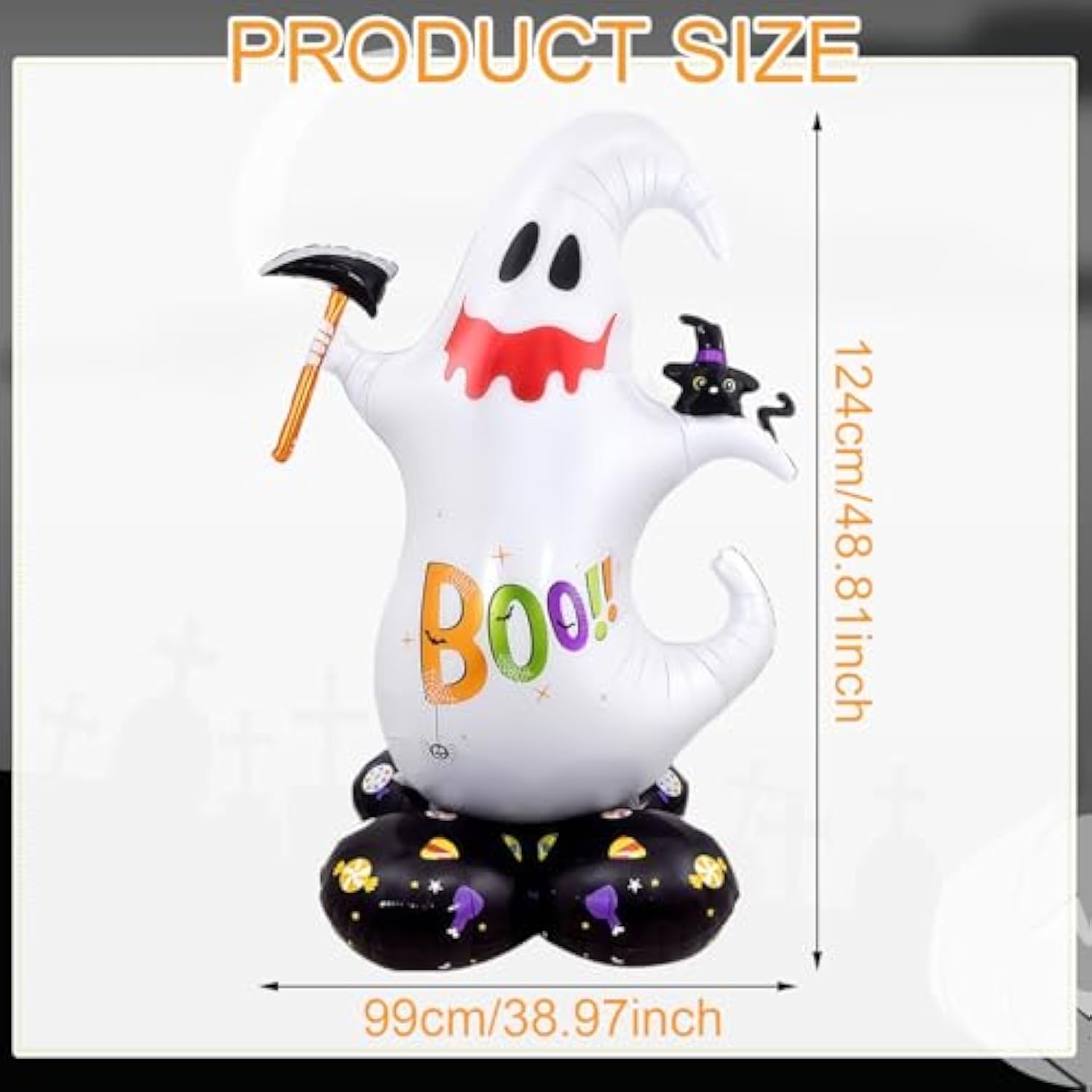 49" Giant Halloween Ghost Foil Balloon – Self-Standing Spooky Party Decoration