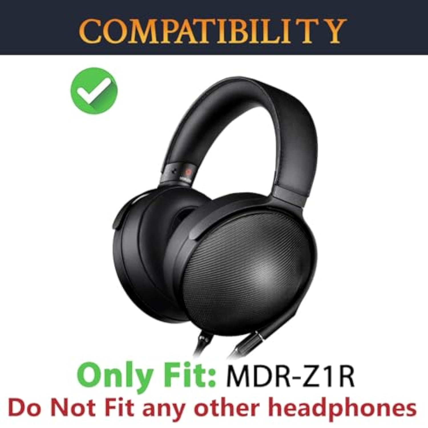 Replacement Earpads For Sony Mdr-Z1R (Mdrz1R) Ww2 Signature Hi-Res Headphones, Ear Pads Cushions With Soft Protein Leather - Black