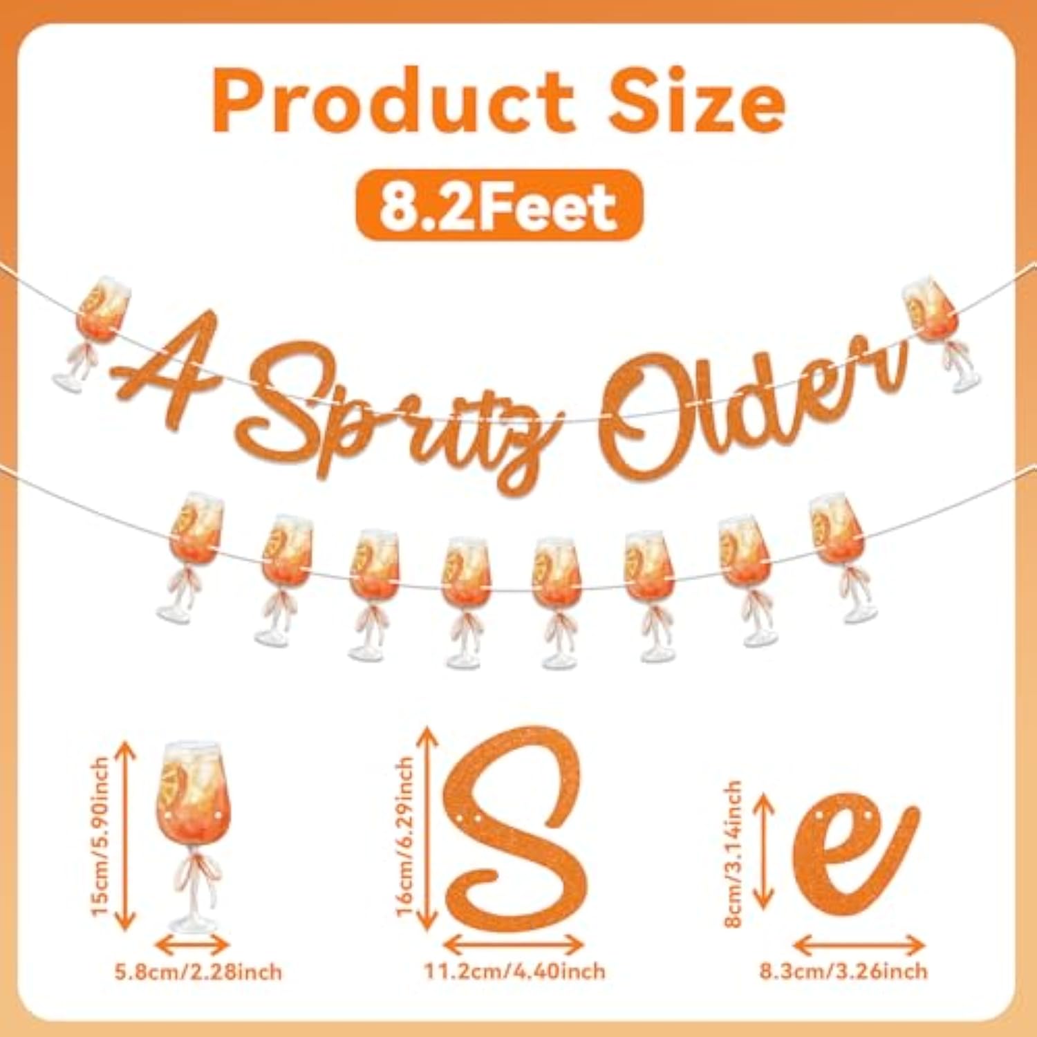 A Spritz Older Banner & Aperol Spritz Garland Orange Glitter Party Decor