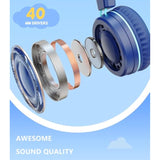 Upgrade Usb Type C Kids Headphone For School, 94Db Safe Volume Limited, Hd Stereo Sound, Foldable Lightweight On-Ear Headphones For Boys/Girls/Students/Tablet/Travel (Dark Blue)
