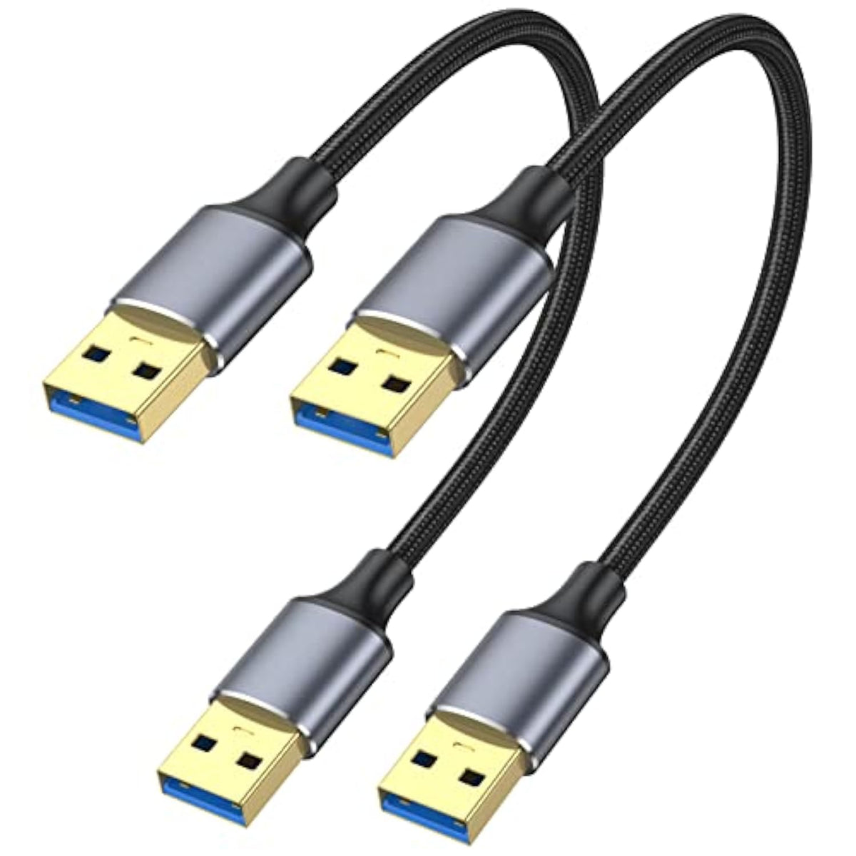 Usb 3.0 Cable 1Ft 2-Pack, Short Usb A Male To Male Cord Double Sided Cable Compatible With Hard Drive, Laptop Cooler, Dvd Player And More