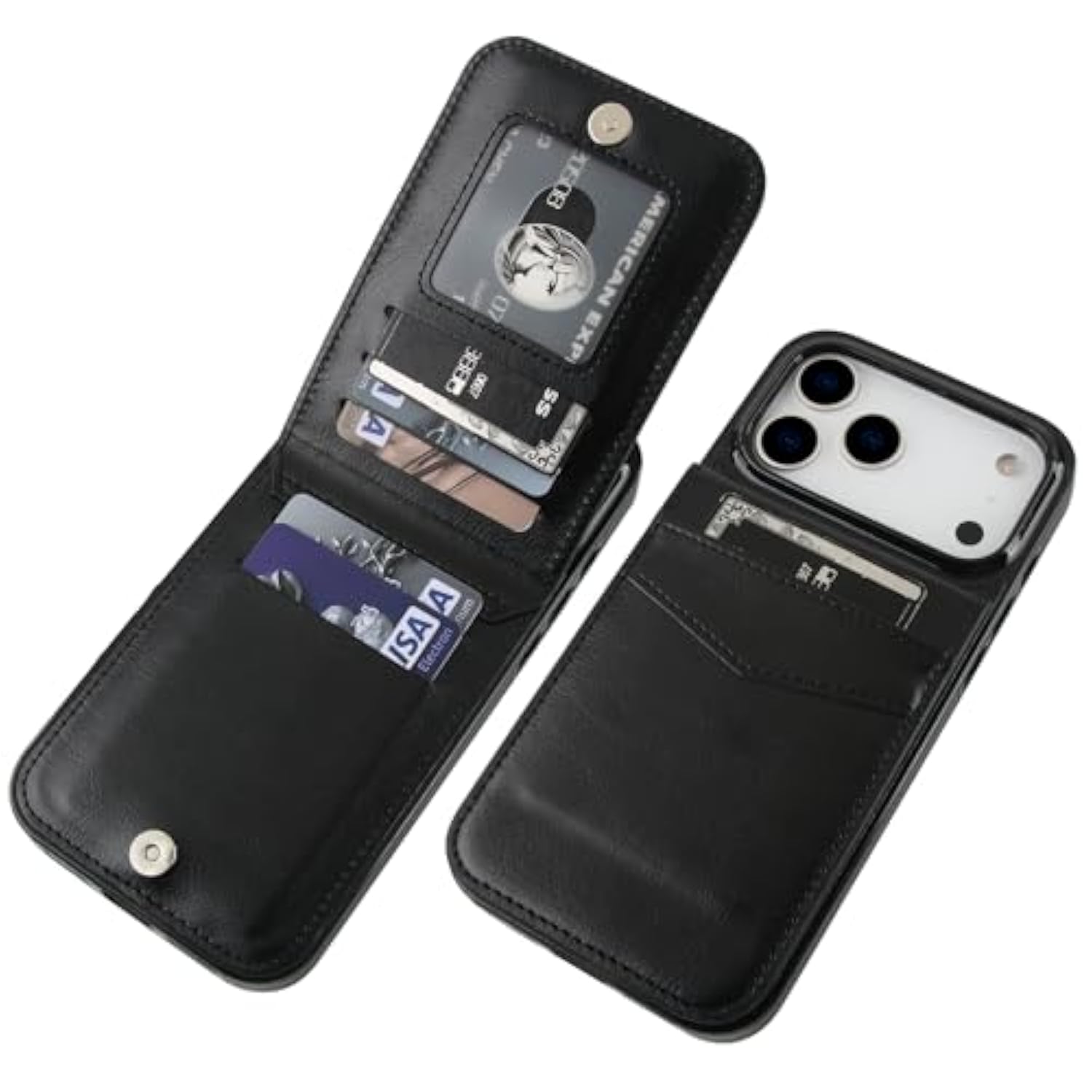 Compatible With Iphone 17 Pro Max Case Wallet With Credit Card Holder, Flip Premium Leather Magnetic Clasp Kickstand Heavy Duty Protective Cover For Iphone 17 Pro Max 6.9 Inch (Black)