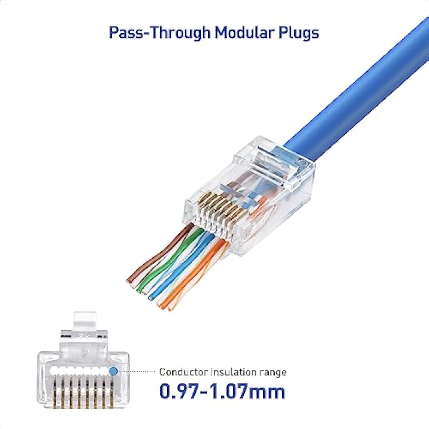 Cable Matters 50-Pack Cat 6 Pass Through RJ45 Connectors for Solid or Stranded