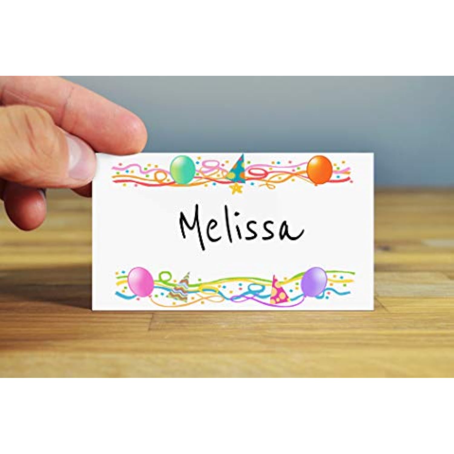 Birthday Party Place Cards - 25 Happy Birthday Guest Seating Name Cards - Party Table Tents - Name Cards (Balloons & Confetti)