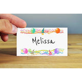 Birthday Party Place Cards - 25 Happy Birthday Guest Seating Name Cards - Party Table Tents - Name Cards (Balloons & Confetti)