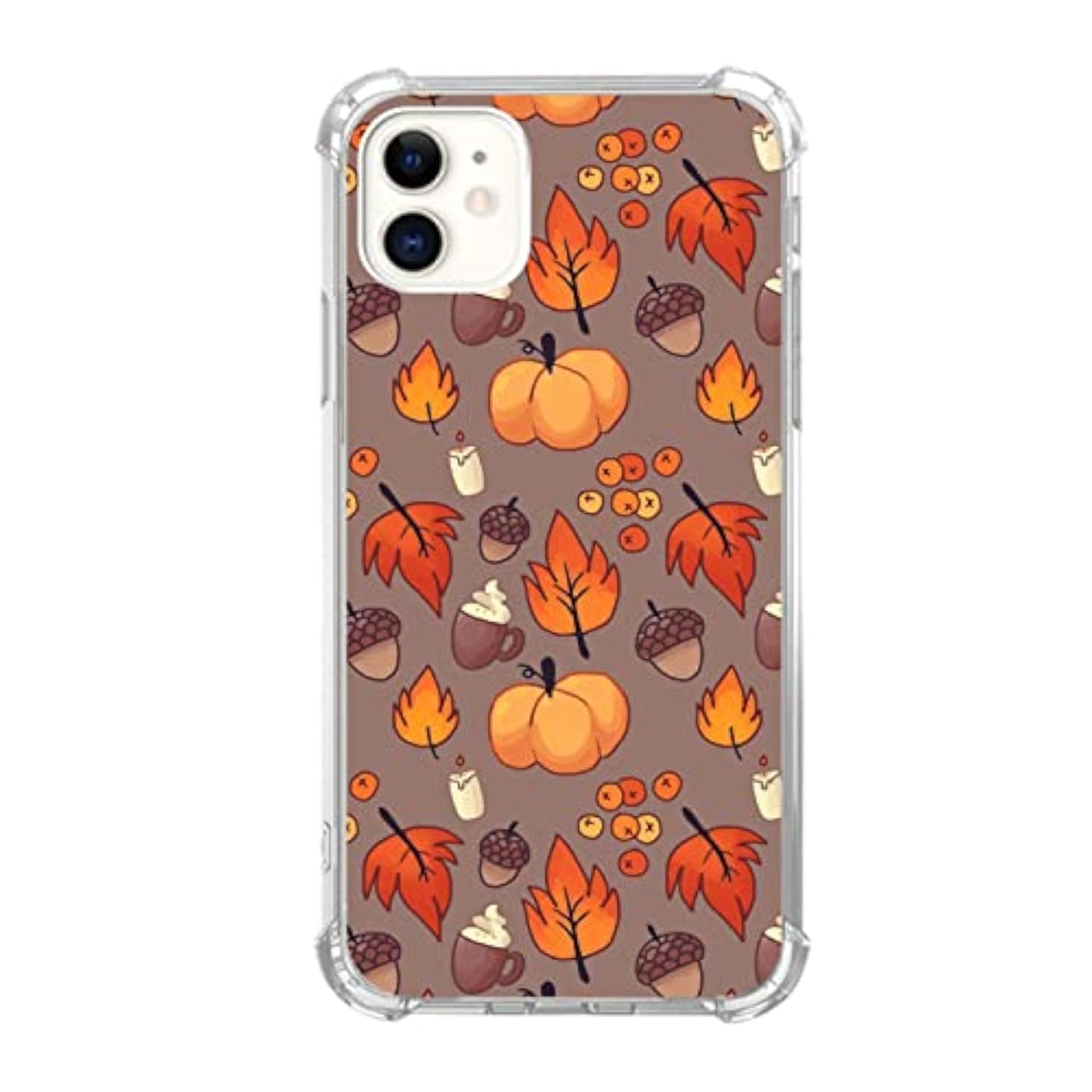Fall Leaves Pumpkin Acorns Case Compatible With Iphone 12 And Iphone 12 Pro, Aesthetic Autumn Halloween Case For Iphone 12 And Iphone 12 Pro For Teens Men And Women, Cool Tpu Bumper Phone Case Cover