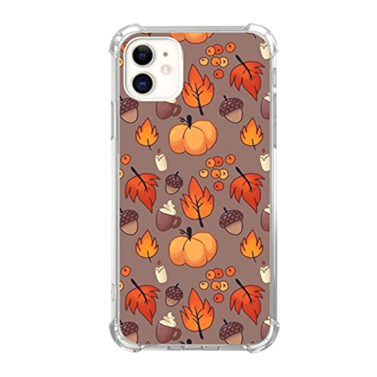 Fall Leaves Pumpkin Acorns Case Compatible With Iphone 12 And Iphone 12 Pro, Aesthetic Autumn Halloween Case For Iphone 12 And Iphone 12 Pro For Teens Men And Women, Cool Tpu Bumper Phone Case Cover