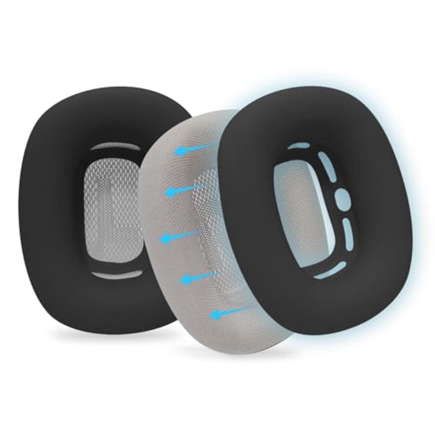 Upgraded Silicone Ear Pads Cover For Airpods Max Headphones Cushions, Ear Cushions Cover For Airpods Max, Sweatproof, Reinforced Fixation, Anti-Sliding, Easily Washable - Black