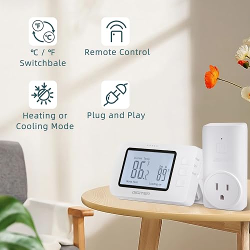 Wireless Thermostat Wtc100 Pro Temperature Controller For Cooling & Heating, Remote Controlled Outlet, Easy-To-Use And Programmable Thermostats For Home,Greenhouse