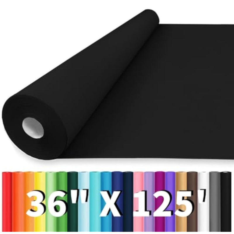 36"X1500" (125') Black Wrapping Paper, Solid Color Kraft Paper Roll For Bulletin Board Poster Construction, Art Crafts, Birthday, Flower Bouquet, Gift Wrapping Paper 80Gsm 55Lb