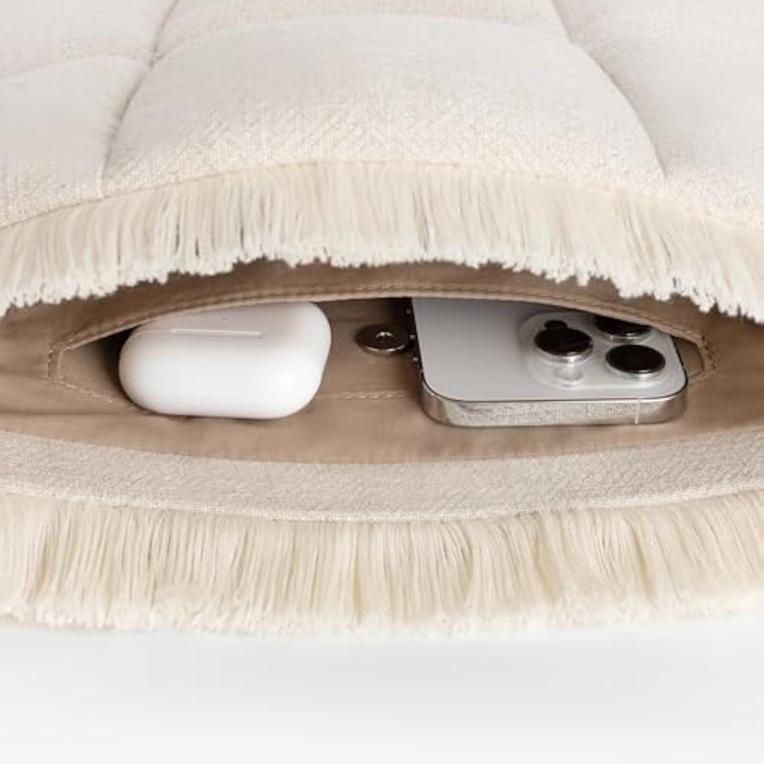 Puffy Laptop Sleeve 16 15 14 13 Inch For Women, Compatible With Macbook Air 2025 & Macbook Pro M4 M3 2024, Quilted Linen Soft Puffer Case With Fringe For Computer, Natural Linen