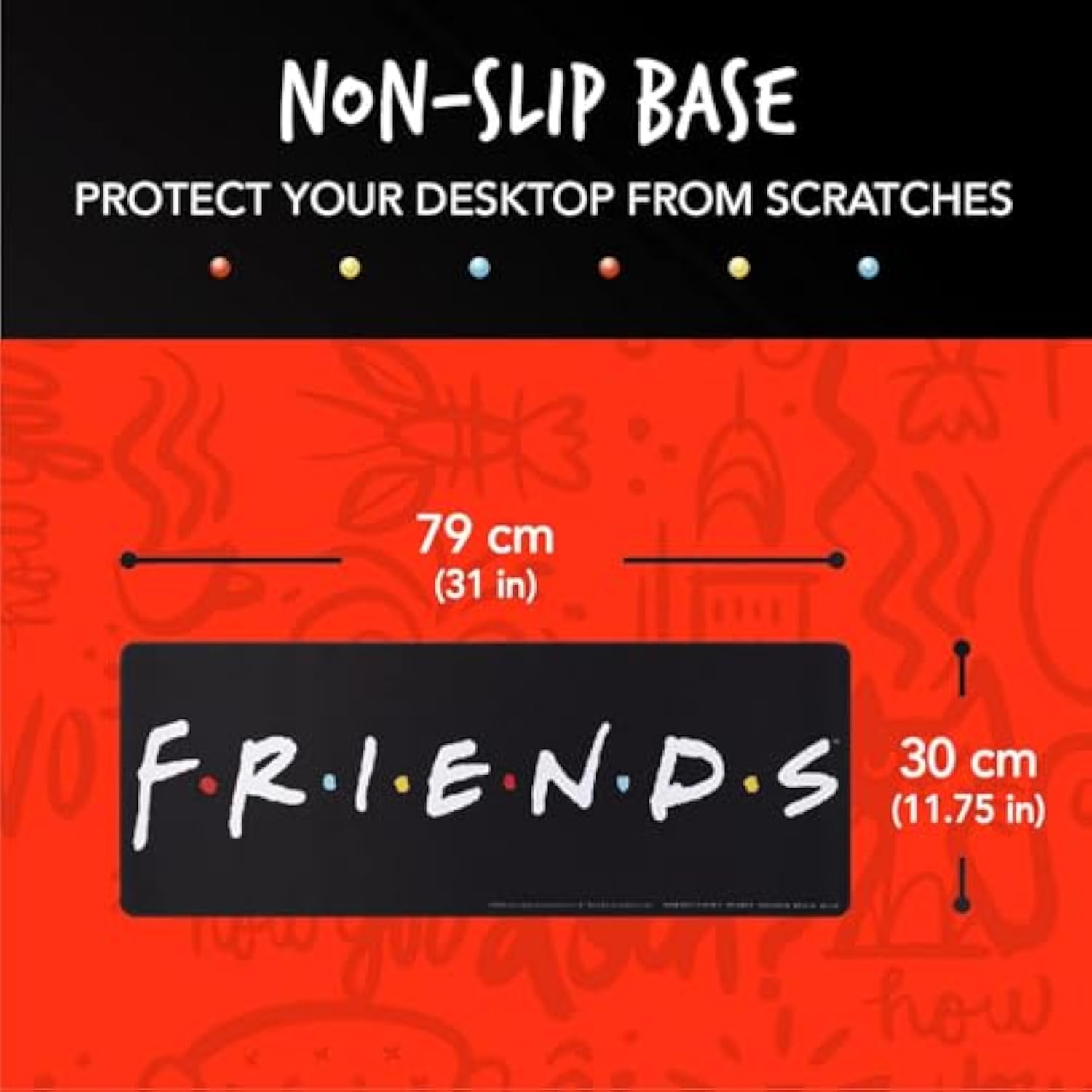 Computer Desk Mat For Teens And Adults - Bundle With 12" X 31" Tv Show Logo Computer Mousepad Plus Bookmark | Tv Sitcom Desk Office Supplies