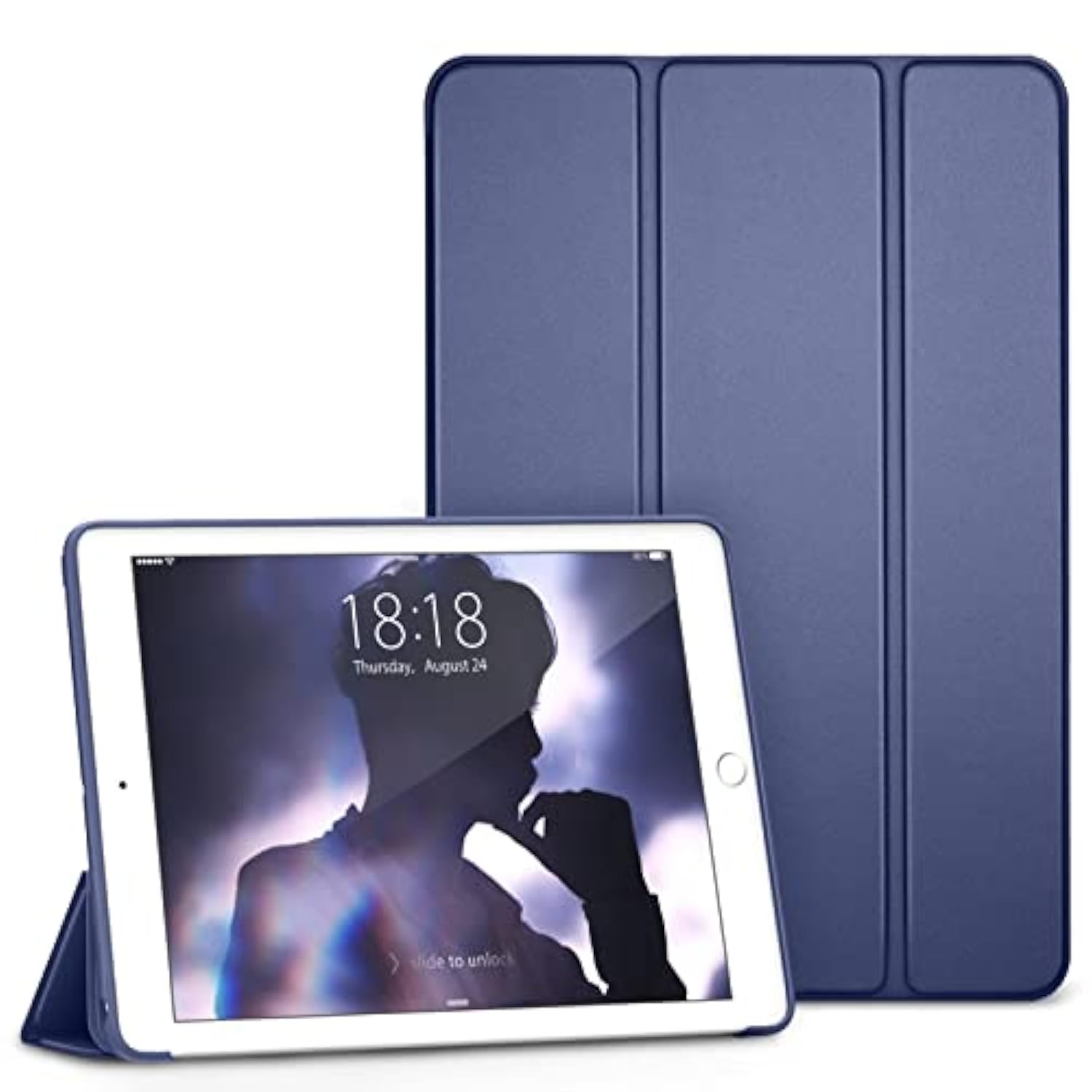 For Ipad Mini 5Th Generation Case And Ipad Mini 4 Case, Ultra Slim Lightweight Trifold Smart Shell With Soft Tpu Back Cover, Auto Sleep/Wake, Navy Blue