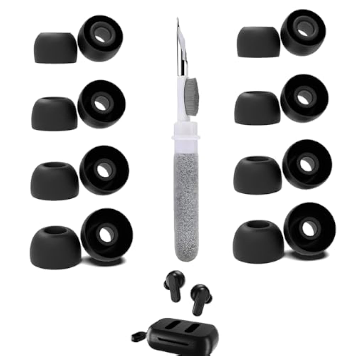[8 Pairs] Replacement Ear Tips For Skullcandy Dime 2, With 3 In 1 Cleaner Kit, Silicone Ear Tips (Xs/S/M/L)