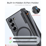 For Samsung Galaxy Z Fold 6 Case With Magsafe, [Built-In Privacy Screen Protection] [S Pen Holder & Hinge Cover] Translucent Matte Strong Magnetic Shockproof Case For Z Fold 6 (Matte Black)